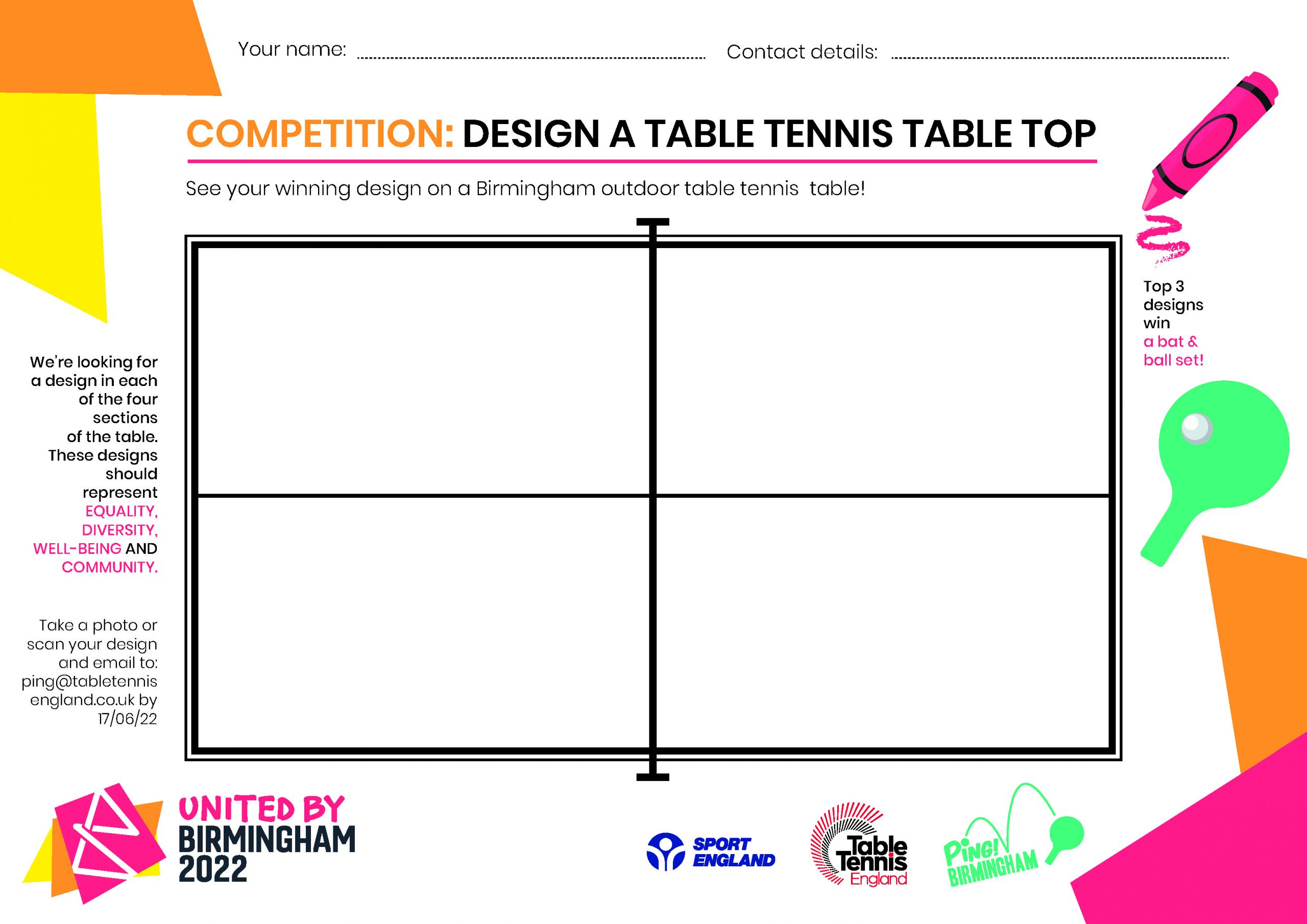 Design a B2022 table top! Table Tennis England