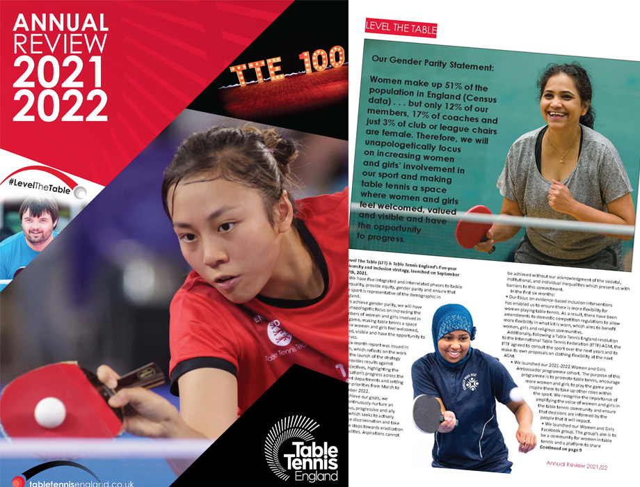 Table Tennis England Annual Review 21/22 published Table Tennis England