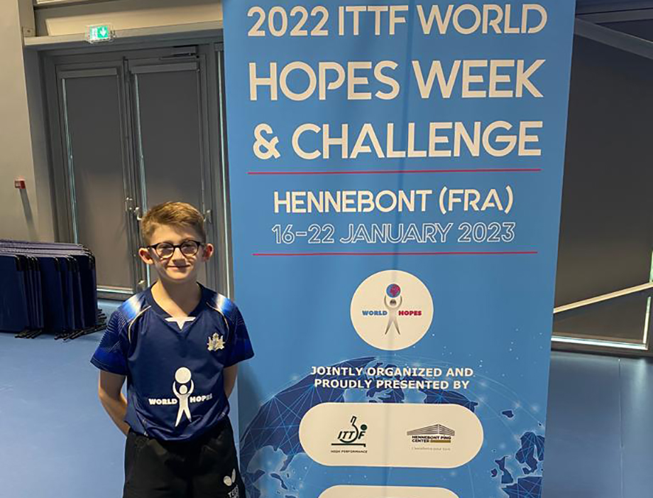 Kacper competing with the world's best Table Tennis England