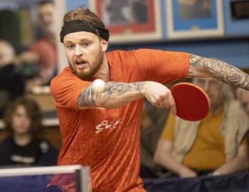 Sam Mabey plays a shot.